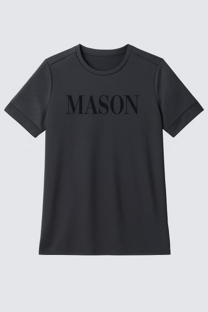 Футболка AM с надписью MASON, рукава из сетки (черный)