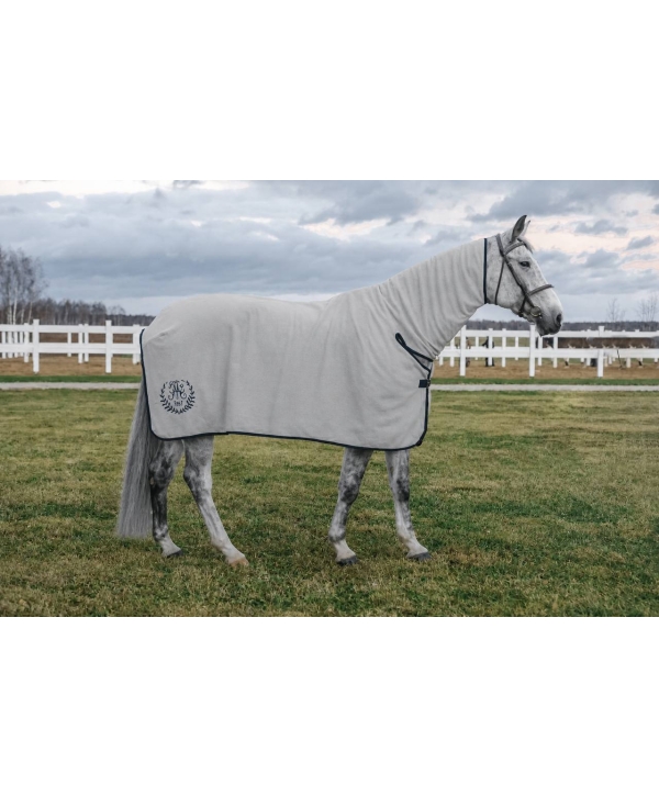 Попона AM с капором Show cooler fleece М87 (серый\синий)