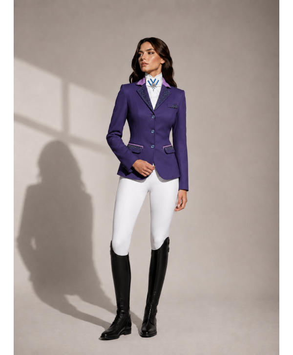 Редингот АМ stretch collection (синий\сиреневый) стразы