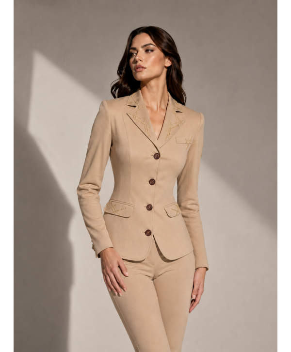 Редингот АМ super stretch collection (песочный) стразы