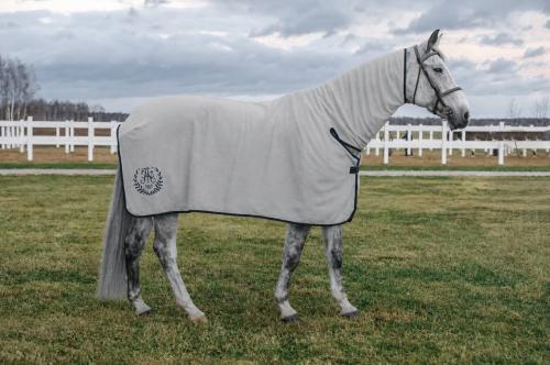 Попона AM с капором Show cooler fleece М87 (серый\синий)